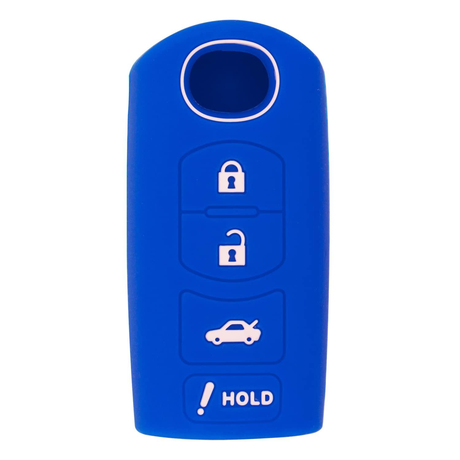 Smart Key Remote Keyless Entry Silicone Case for Mazda 3 6 CX-5 CX-7 CX-9 MX-5 Miata CX-3 2 Speed 3 KR55WK49383 WAZX1T768SKE11A03 (1, Blue)