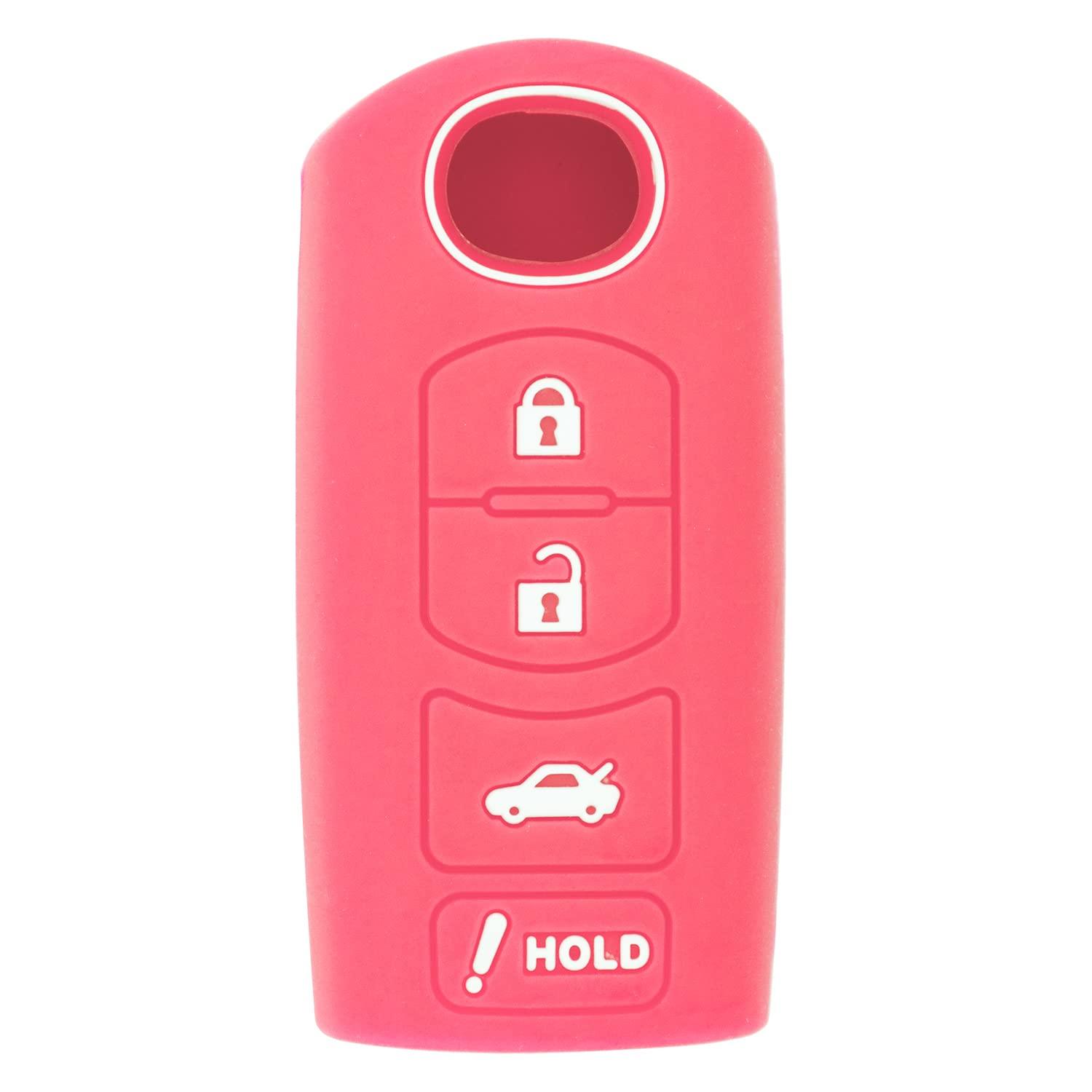 Smart Key Remote Keyless Entry Silicone Case for Mazda 3 6 CX-5 CX-7 CX-9 MX-5 Miata CX-3 2 Speed 3 KR55WK49383 WAZX1T768SKE11A03 (2, Black & Pink)