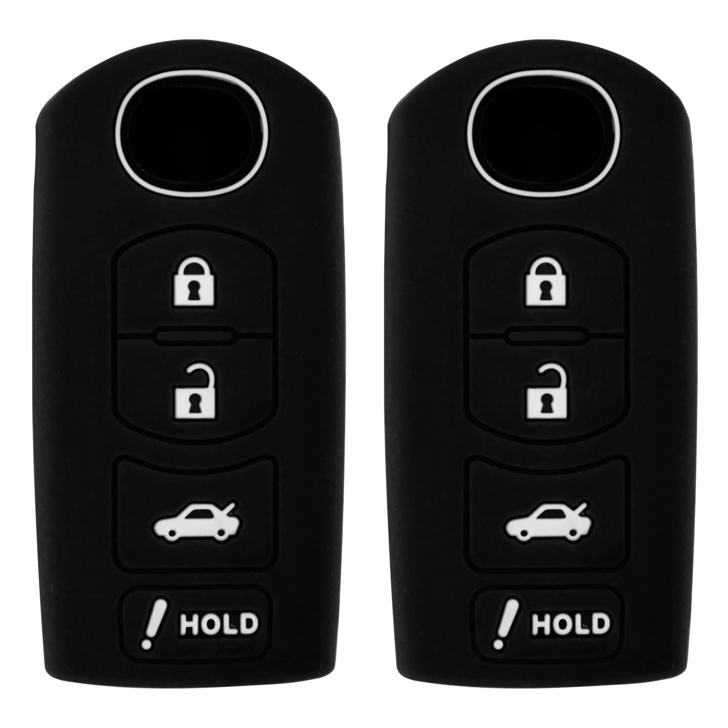 Smart Key Remote Keyless Entry Silicone Case for Mazda 3 6 CX-5 CX-7 CX-9 MX-5 Miata CX-3 2 Speed 3 KR55WK49383 WAZX1T768SKE11A03 (2, Black)