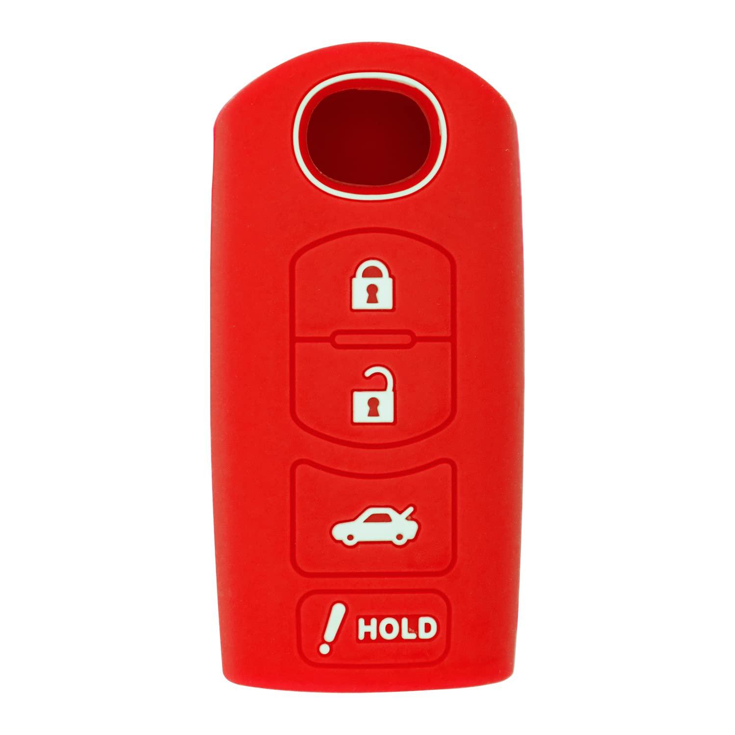 Smart Key Remote Keyless Entry Silicone Case for Mazda 3 6 CX-5 CX-7 CX-9 MX-5 Miata CX-3 2 Speed 3 KR55WK49383 WAZX1T768SKE11A03 (1, Red)