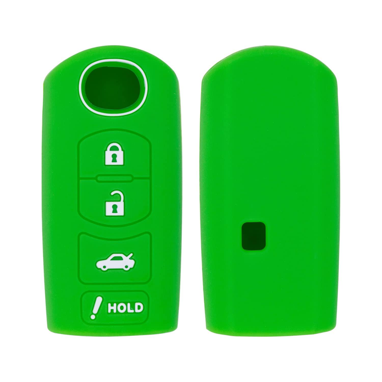 Smart Key Remote Keyless Entry Silicone Case for Mazda 3 6 CX-5 CX-7 CX-9 MX-5 Miata CX-3 2 Speed 3 KR55WK49383 WAZX1T768SKE11A03 (2, Black & Green)