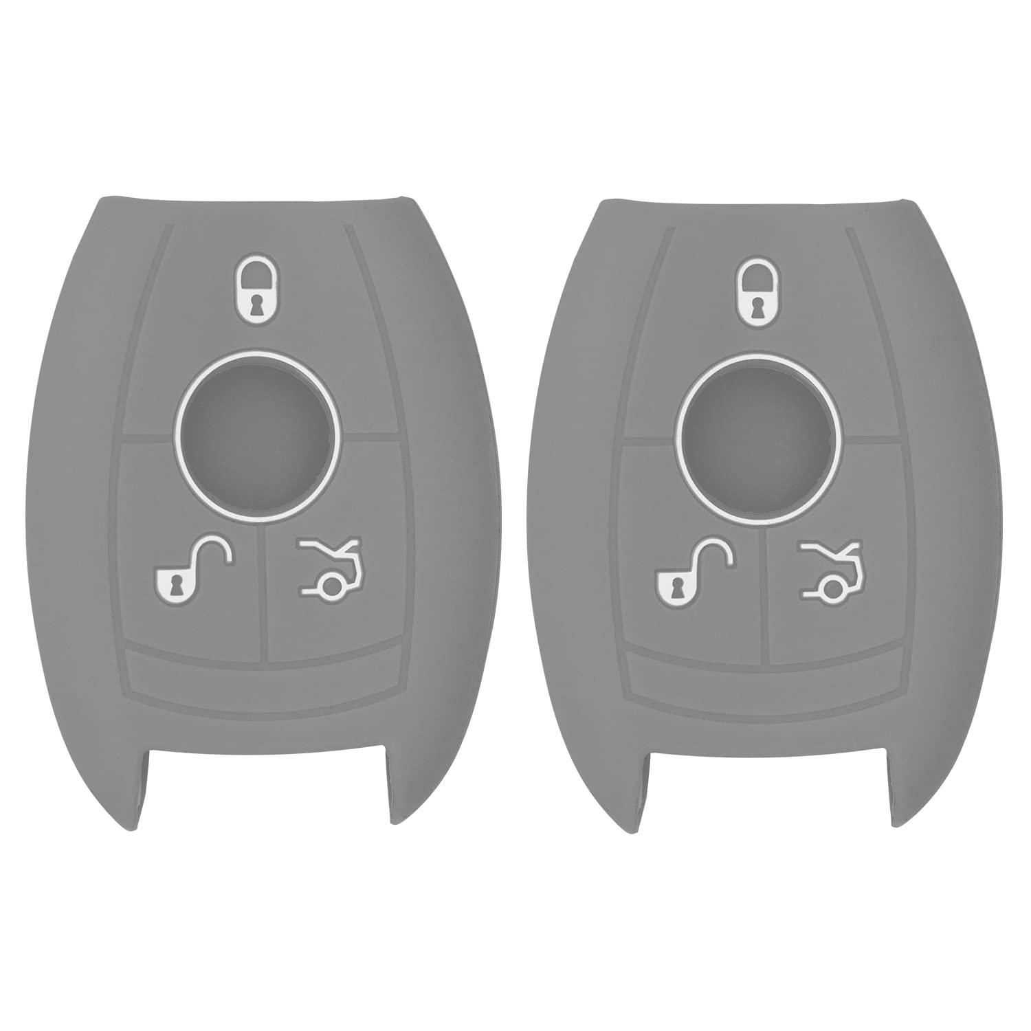 Smart Key Remote Keyless Entry Silicone Case for Mercedes Benz Proximity Prox Key (Double Grey)