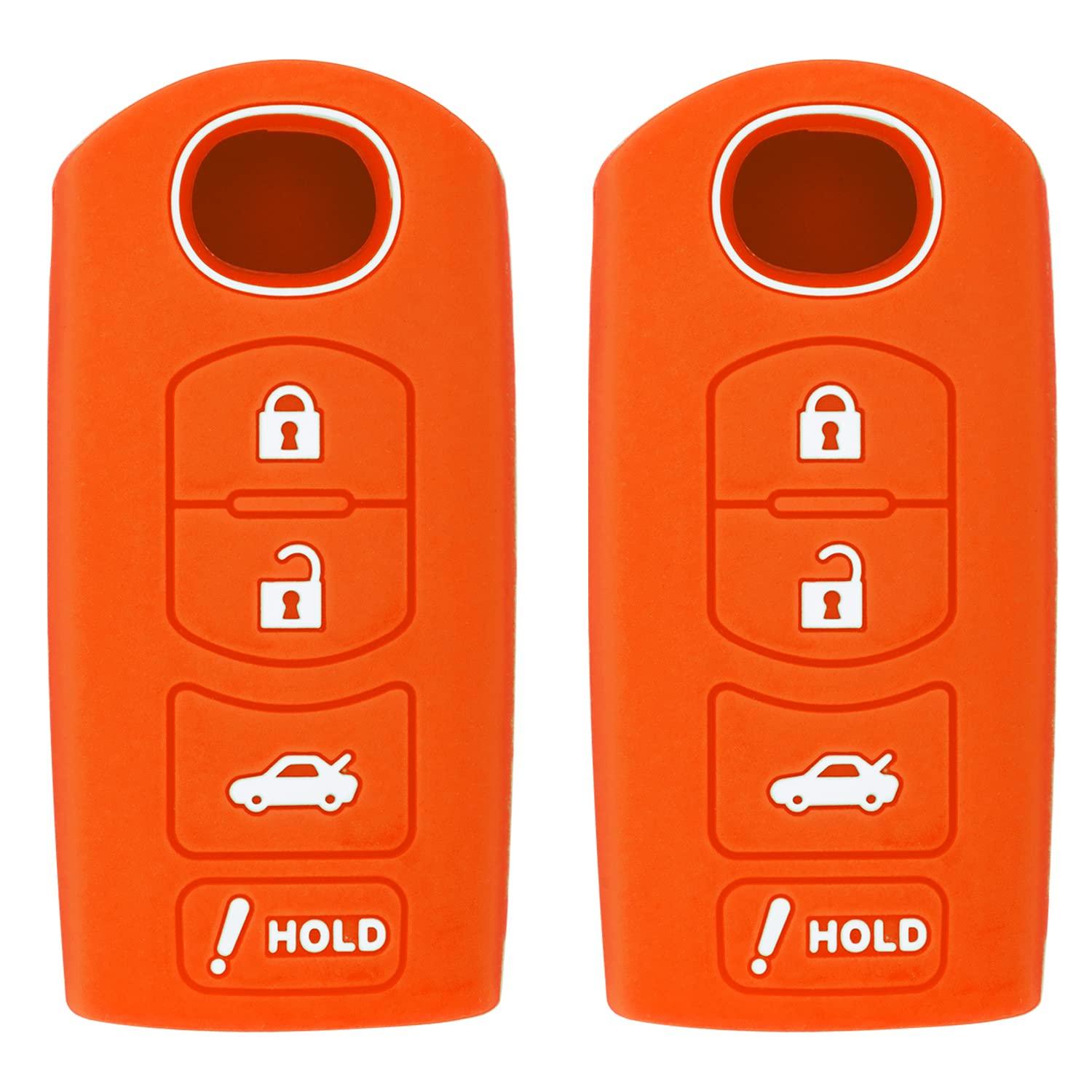 Smart Key Remote Keyless Entry Silicone Case for Mazda 3 6 CX-5 CX-7 CX-9 MX-5 Miata CX-3 2 Speed 3 KR55WK49383 WAZX1T768SKE11A03 (2, Orange)