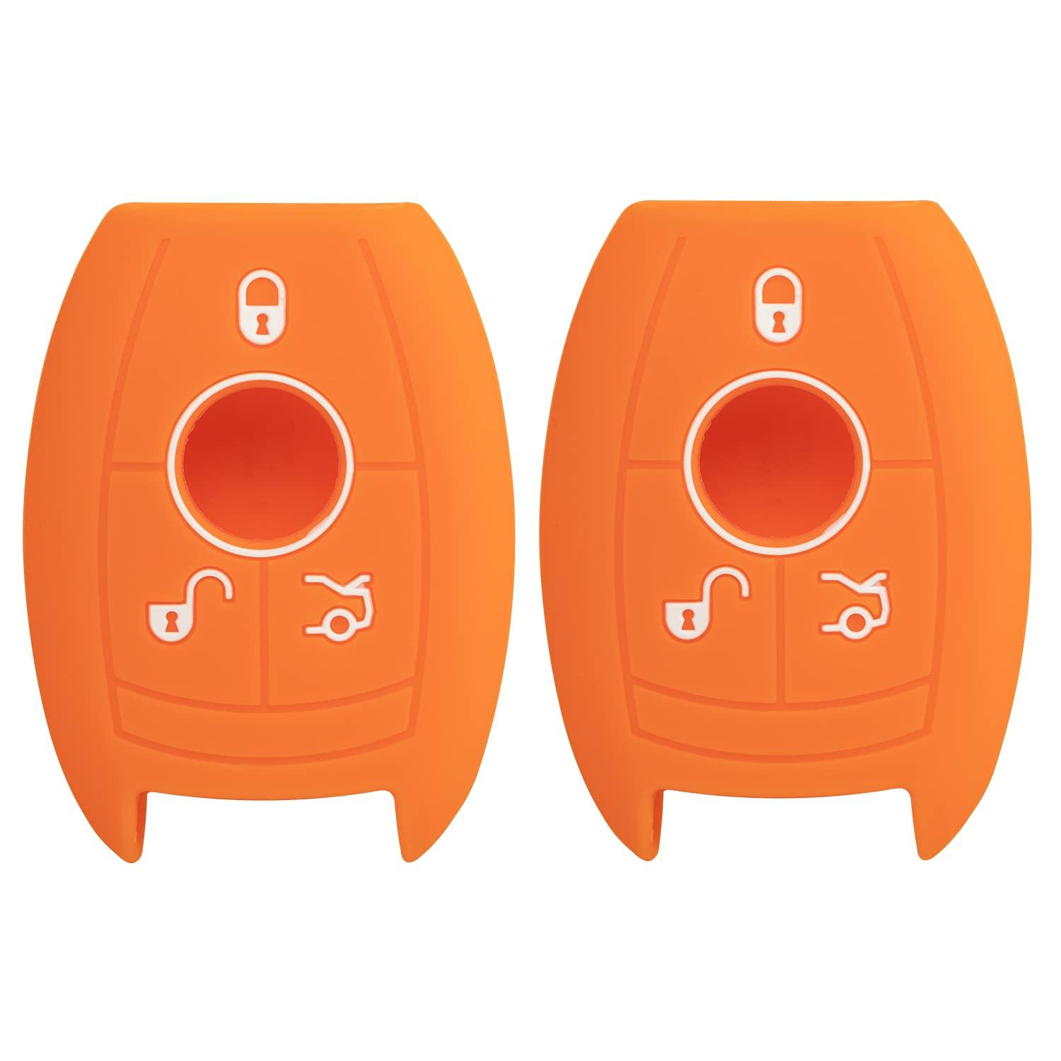 Smart Key Remote Keyless Entry Silicone Case for Mercedes Benz Proximity Prox Key (Double Orange)