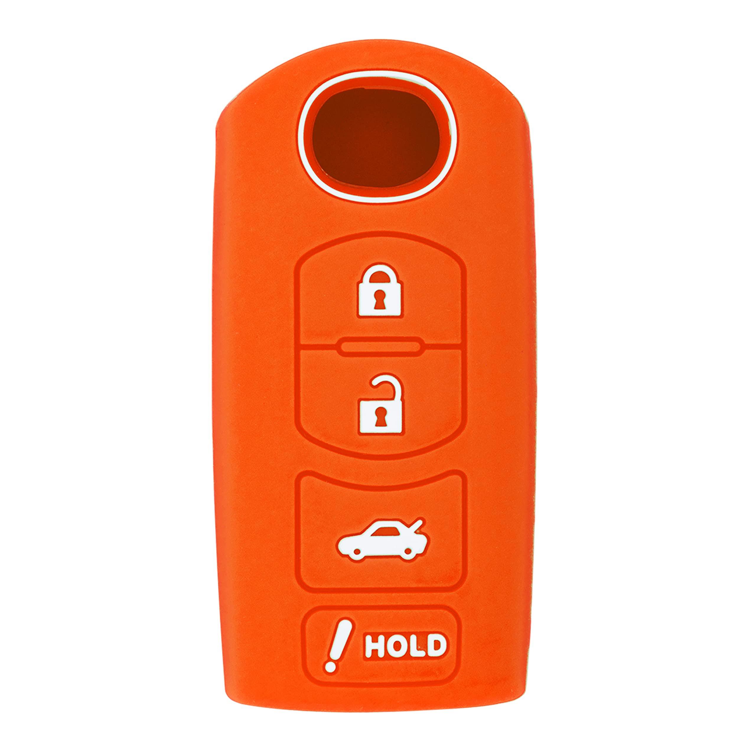 Smart Key Remote Keyless Entry Silicone Case for Mazda 3 6 CX-5 CX-7 CX-9 MX-5 Miata CX-3 2 Speed 3 KR55WK49383 WAZX1T768SKE11A03 (1, Orange)