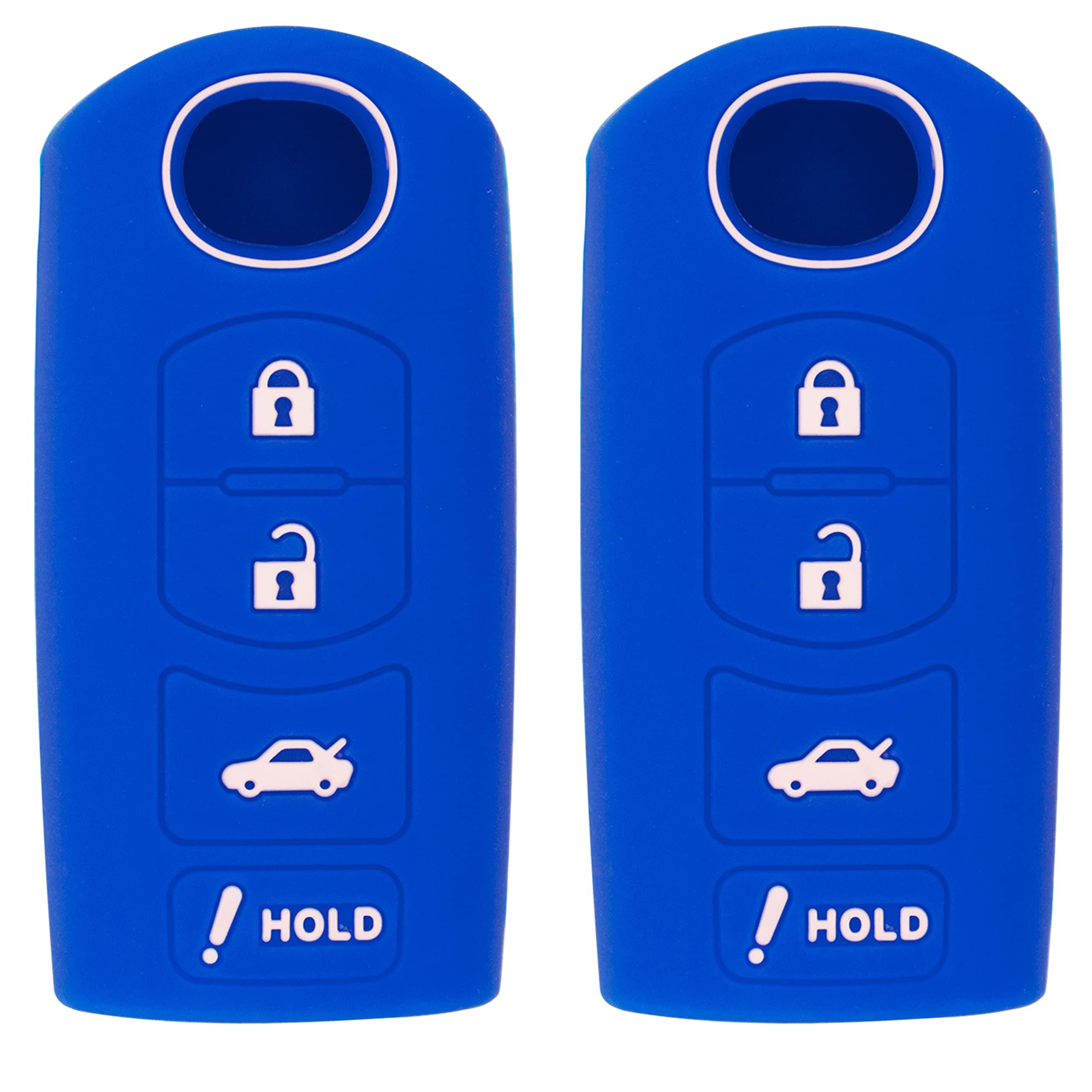 Smart Key Remote Keyless Entry Silicone Case for Mazda 3 6 CX-5 CX-7 CX-9 MX-5 Miata CX-3 2 Speed 3 KR55WK49383 WAZX1T768SKE11A03 (2, Blue)