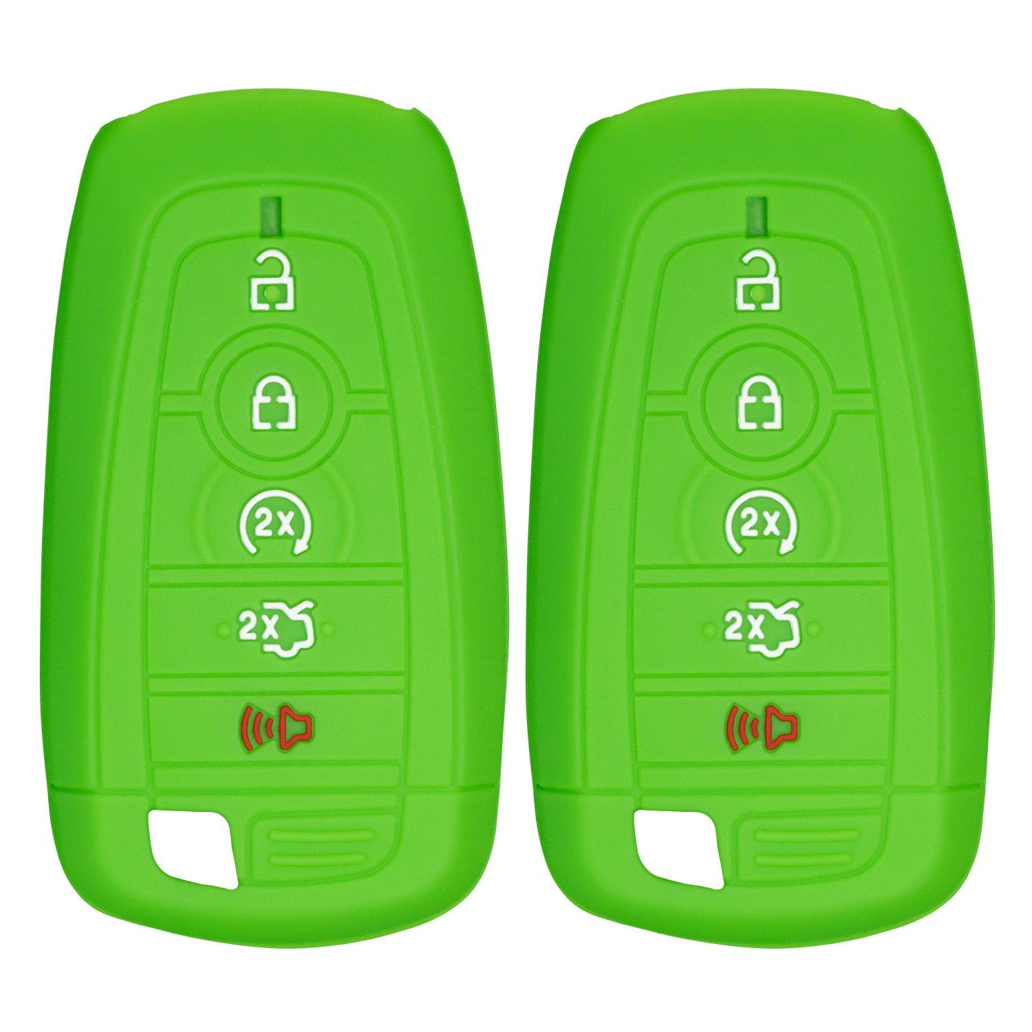 Silicone Case for Smart Key Remote Keyless Entry for Ford Fusion Explorer Edge Mustang Expedition M3N-A2C93142600 164-R8149 164R8149 R8149 (Double Green)