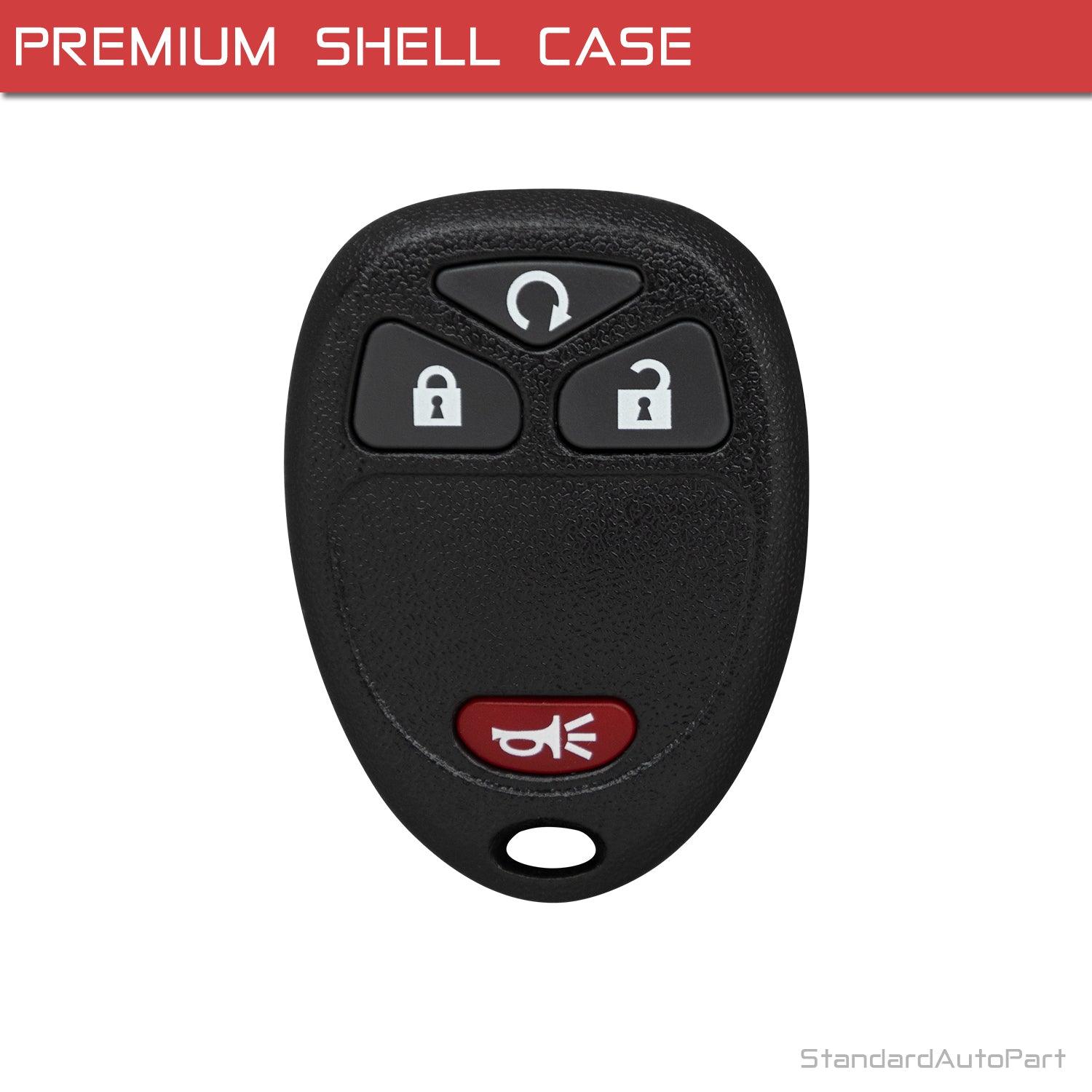 Shell Case Keyless Entry Remote Key Fob Transmitter OUC60270 for Chevrolet Impala Suburban Tahoe Monte Carlo Yukon DTS Lucerne Battery Clip on Back (4 Button Remote Start)